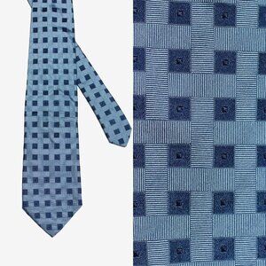 Tombolini Mens Silk Tie Made in Italy Geometric Light Blue